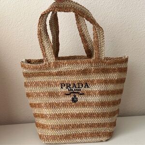 Prada Tan and Cream Striped GWP mini
Tote Bag